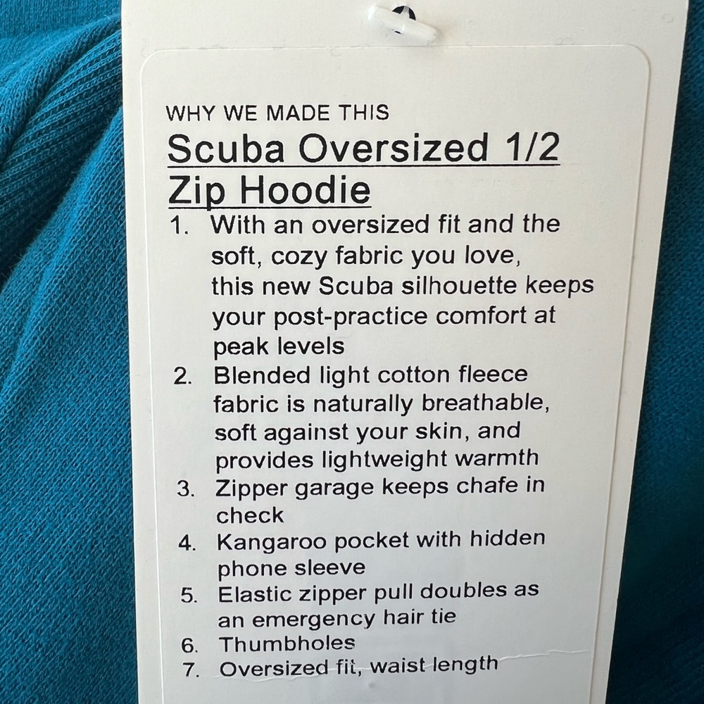 NWT Scuba Oversized 1/2 Zip Hoodie Color Capri - Picture 11 of 11
